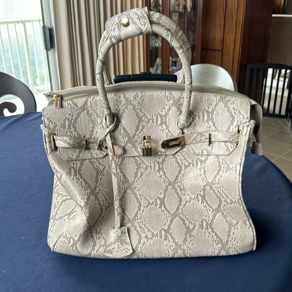 faux snake skin roller bag